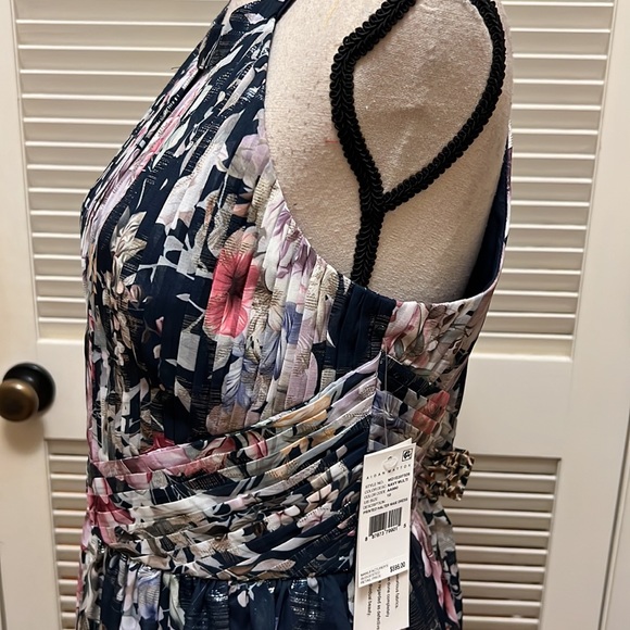 150.  Aidan Mattox Printed Halter Maxi Dress in Navy Multi-color, Size 10 NWT - Picture 10 of 16